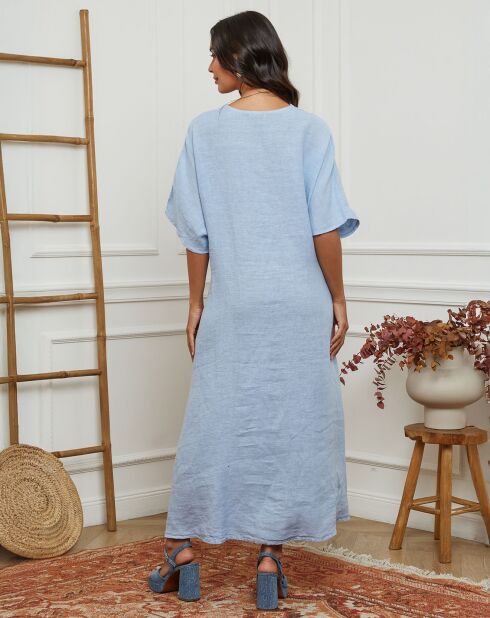 Robe 100% Lin Jacobi bleu ciel