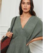 Robe 100% Lin Jacobi vert kaki