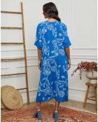 Robe 100% Lin Korry bleu royal