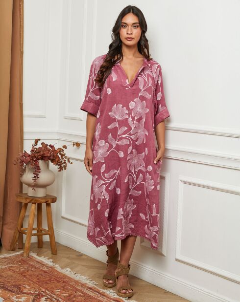 Robe 100% Lin Korry vieux rose