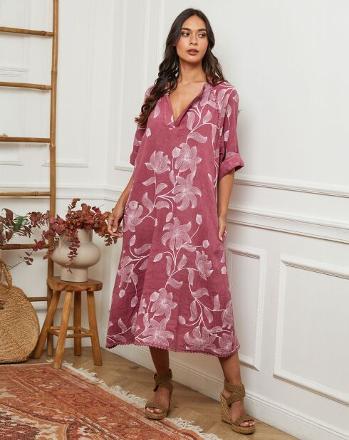 Robe 100% Lin Korry vieux rose