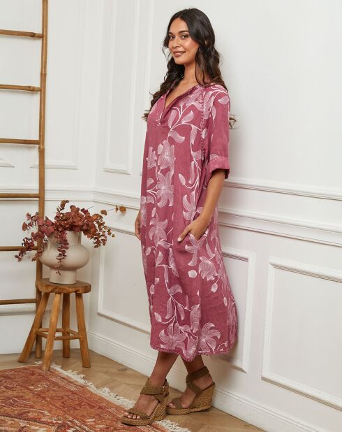 Robe 100% Lin Korry vieux rose