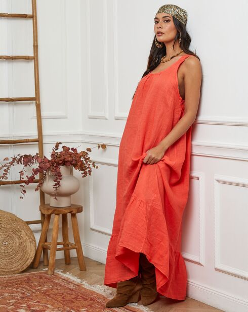 Robe 100% Lin Norgel corail