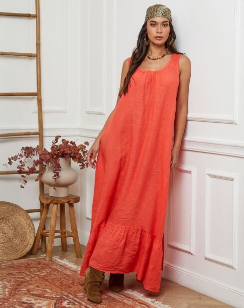 Robe 100% Lin Norgel corail