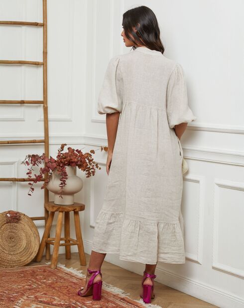 Presty beige jurk van 100% linnen