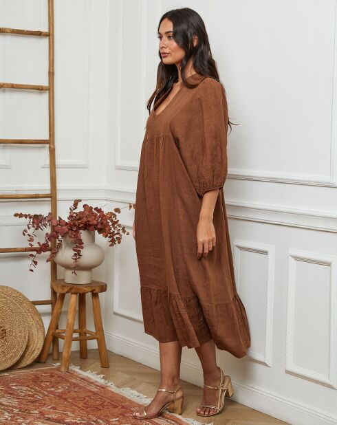 Robe 100% Lin Presty marron