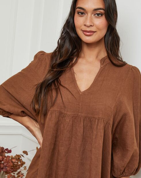 Robe 100% Lin Presty marron