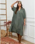 Robe 100% Lin Presty vert kaki