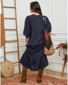 Robe 100% Lin Presty bleu marine