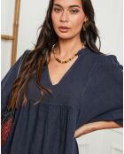 Robe 100% Lin Presty bleu marine
