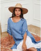 Robe 100% Lin Saxo bleu indigo