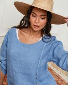 Robe 100% Lin Saxo bleu indigo
