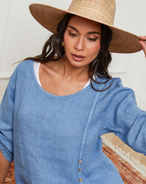 Robe 100% Lin Saxo bleu indigo