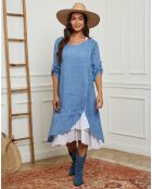Robe 100% Lin Saxo bleu indigo