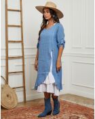 Robe 100% Lin Saxo bleu indigo