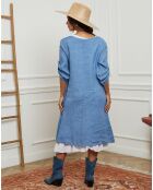 Robe 100% Lin Saxo bleu indigo