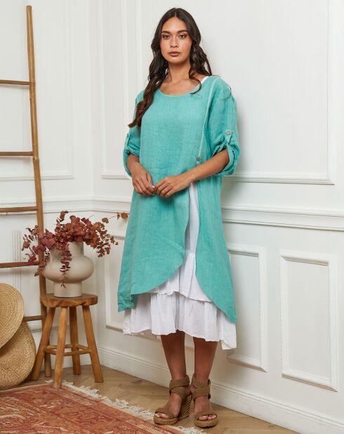 Robe 100% Lin Saxo vert d'eau