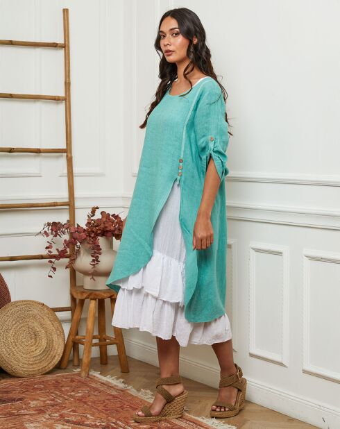 Robe 100% Lin Saxo vert d'eau