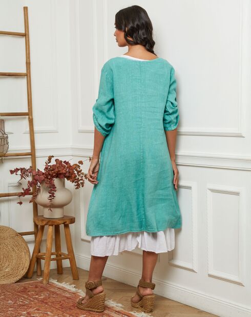 Robe 100% Lin Saxo vert d'eau