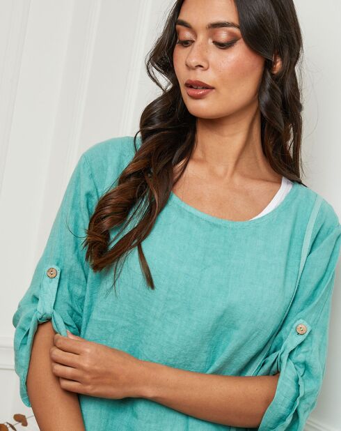 Robe 100% Lin Saxo vert d'eau