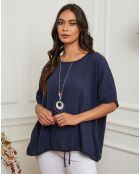 Top Claudine bleu marine