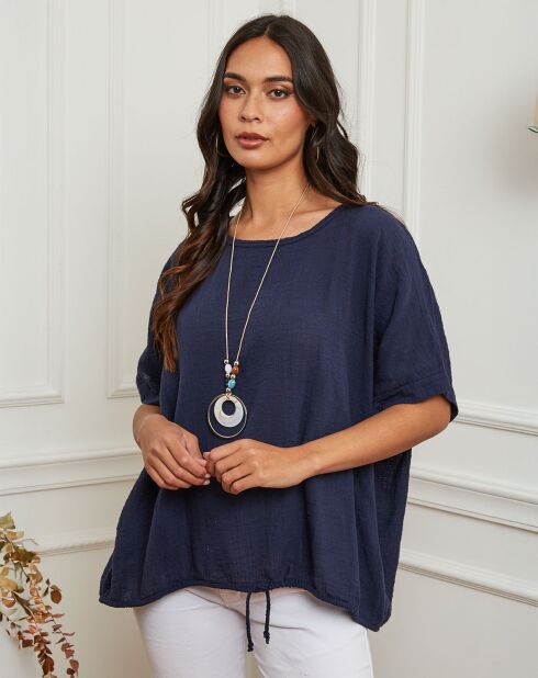 Top Claudine bleu marine
