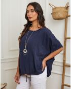 Top Claudine bleu marine