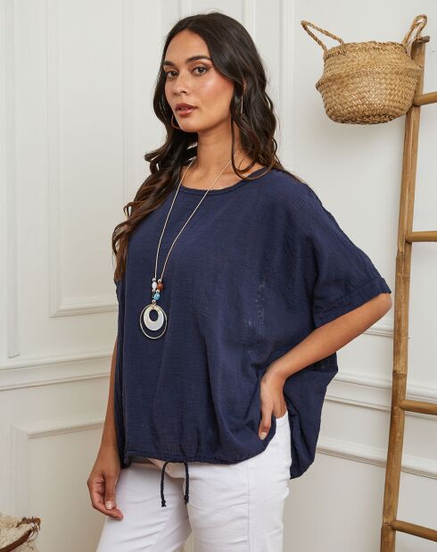 Top Claudine bleu marine