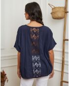 Top Claudine bleu marine