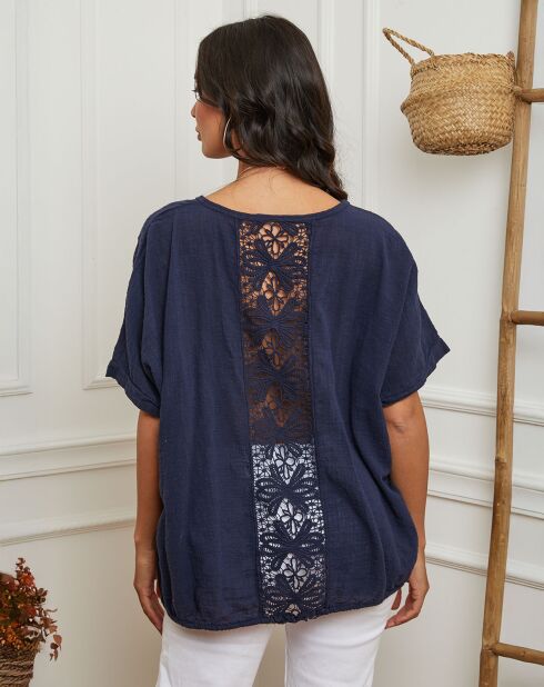 Top Claudine bleu marine