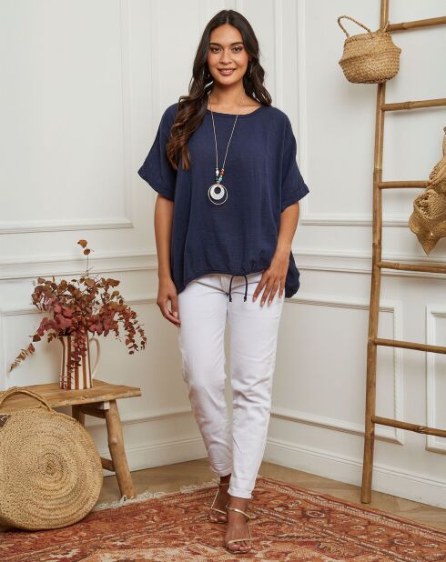 Top Claudine bleu marine