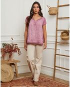 Top 100% Lin Jonasty vieux rose