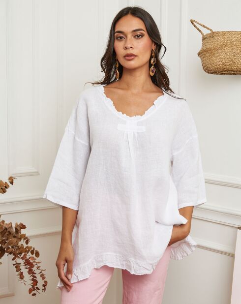 Tunique 100% Lin Kalela blanche
