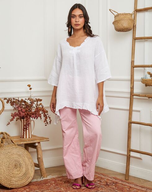 Tunique 100% Lin Kalela blanche
