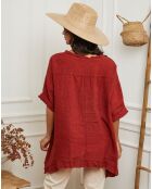 Tunique 100% Lin Kalela rouge brique