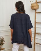 Tunique 100% Lin Kalela bleu marine