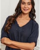 Tunique 100% Lin Kalela bleu marine