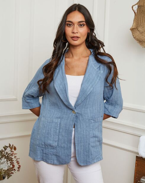 Veste 100% Lin Irdwan bleu indigo
