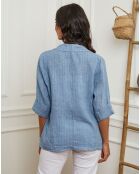 Veste 100% Lin Irdwan bleu indigo