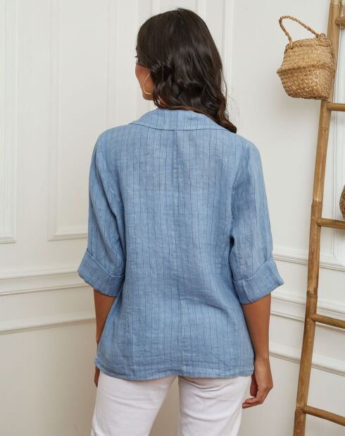 Veste 100% Lin Irdwan bleu indigo
