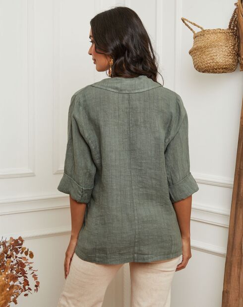 Veste 100% Lin Irdwan vert kaki