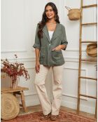 Veste 100% Lin Irdwan vert kaki