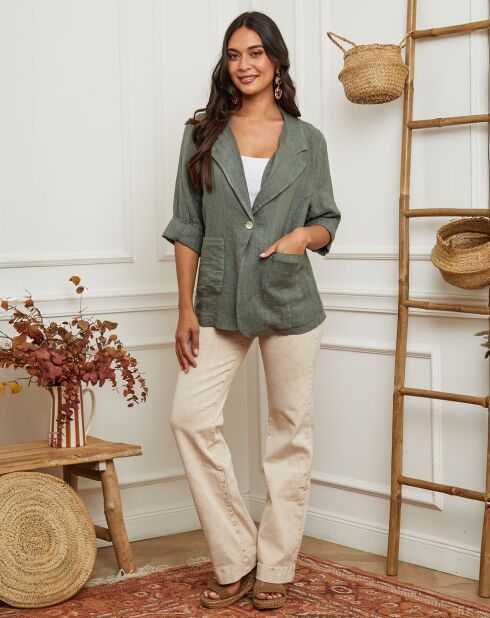 Veste 100% Lin Irdwan vert kaki