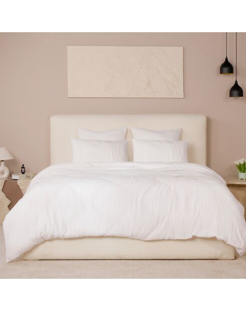 Parure de Couette 3 pcs 100% Gaze de Coton Lavé blanc pur