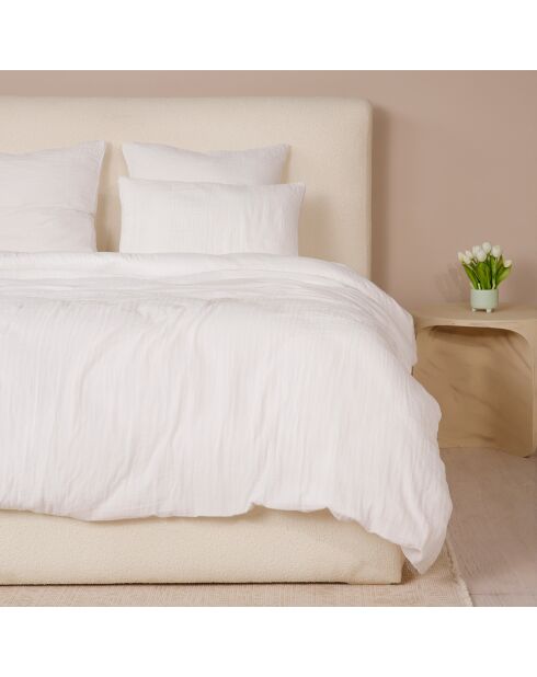 Parure de Couette 3 pcs 100% Gaze de Coton Lavé blanc pur