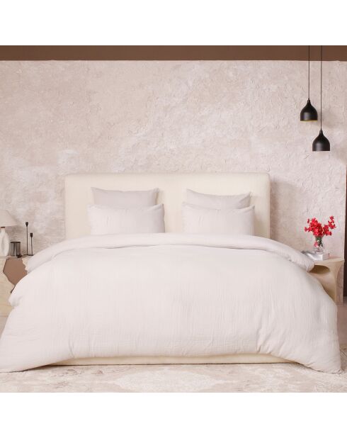 Parure de Couette 3 pcs 100% Gaze de Coton Lavé ecru naturel