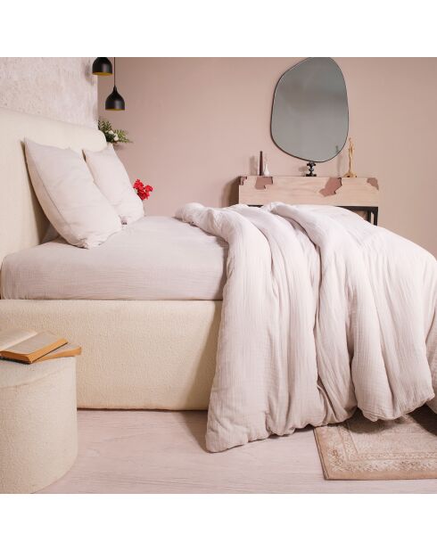 Parure de Couette 3 pcs 100% Gaze de Coton Lavé ecru naturel