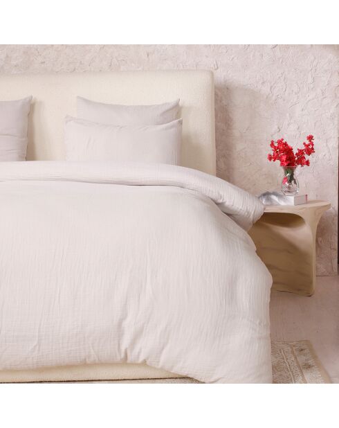 Parure de Couette 3 pcs 100% Gaze de Coton Lavé ecru naturel