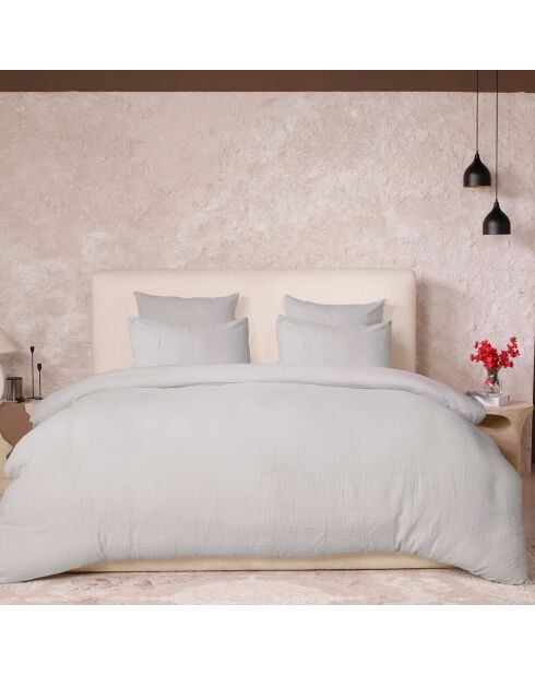 Parure de Couette 3 pcs 100% Gaze de Coton Lavé gris glacier