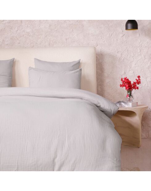 Parure de Couette 3 pcs 100% Gaze de Coton Lavé gris glacier